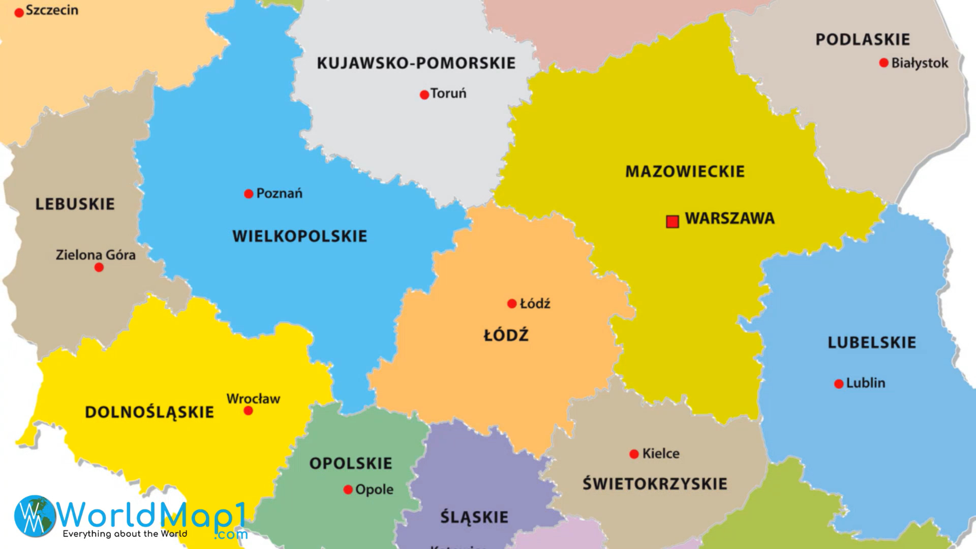 Carte de Varsovie et de Lublin en Pologne